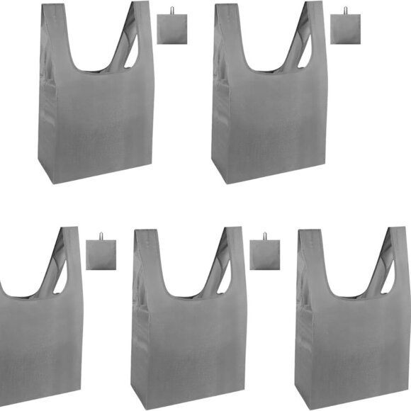 Reusable Grocery Bags Foldable Shoping Bags with Handles, 5 Pack Tote Bags Bulk - Picture 1 of 8
